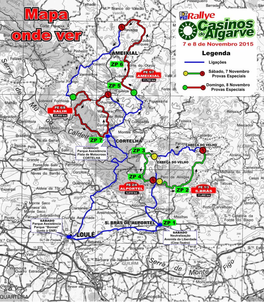 Mapa Troços e zonas público Rallye Casinos 2015