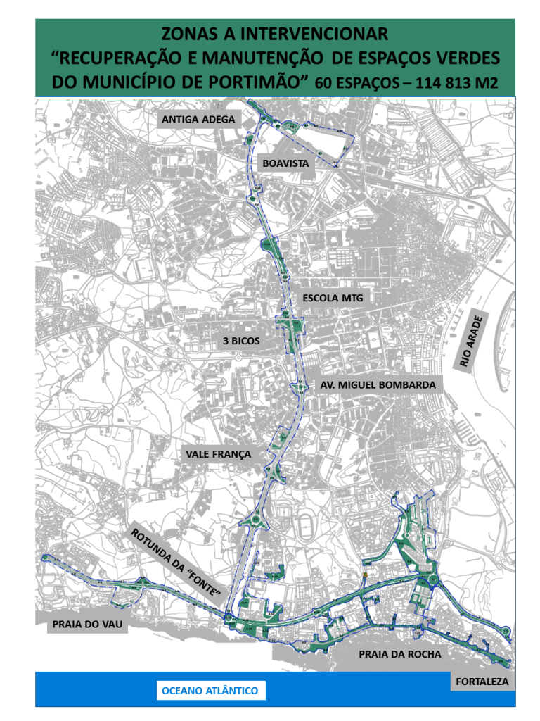 Mapa de Intervenções - 60 ESPAÇOS 114 813 M2