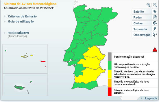 aviso amarelo alentejo