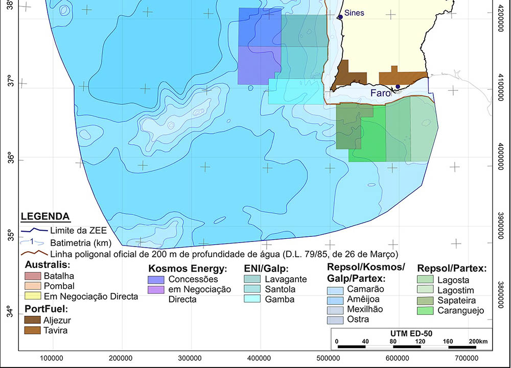 zonas de prospeção de hidrocarbonetos no Algarve