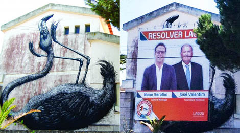 Sul Informação - Cartaz do candidato do PSD de Lagos tapa mural de artista internacional